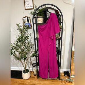 MARINA Pink Asymmetrical One-Shoulder Jumpsuit size 6